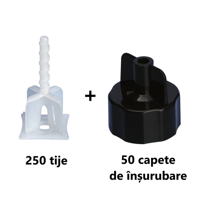Pachet sistem nivelare gresie cu tija in cruce, Clarson INCEPATOR: 250 tije - 1 mm, 50 rozete