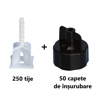 Pachet sistem nivelare gresie cu tija in cruce, Clarson INCEPATOR: 250 tije - 1 mm, 50 rozete Pachet sistem nivelare gresie cu tija in cruce, Clarson INCEPATOR: 250 tije - 1 mm, 50 rozete