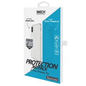 Husa + 2 folii de sticla Skech Ultimate 360 Pack Crystal Apple iPhone Xs Max Clear Husa + 2 folii de sticla Skech Ultimate 360 Pack Crystal Apple iPhone Xs Max Clear
