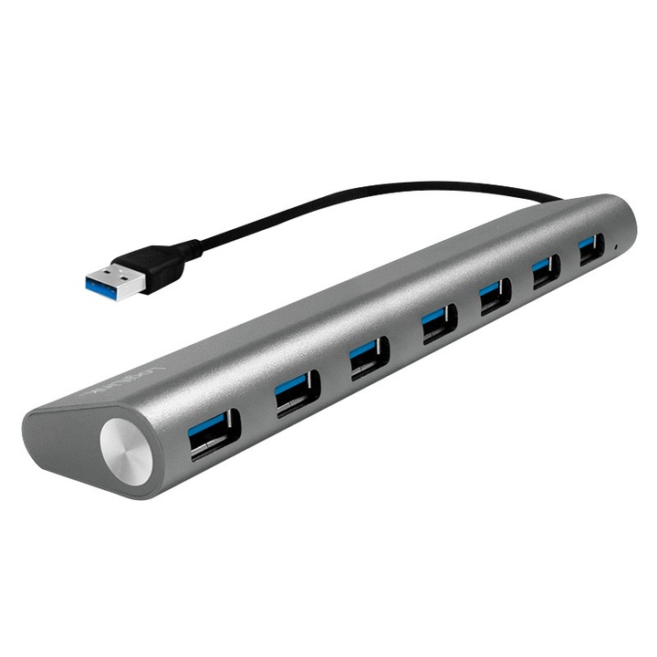 HUB USB 3.0 LOGILINK, 7 USB, Кабел 0.1 m, Сребрист