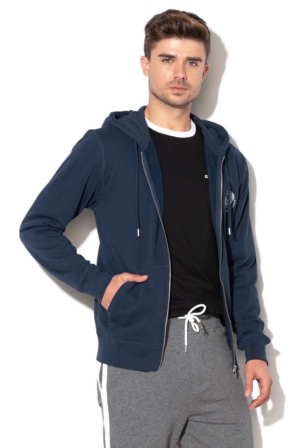 Diesel, Hanorac de casa cu fermoar Brandon, Albastru inchis