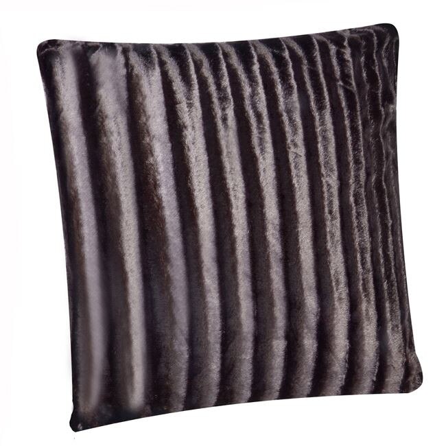 Perna decorativa S-Home, model cu dungi, patrata, neagra, 60x60 cm