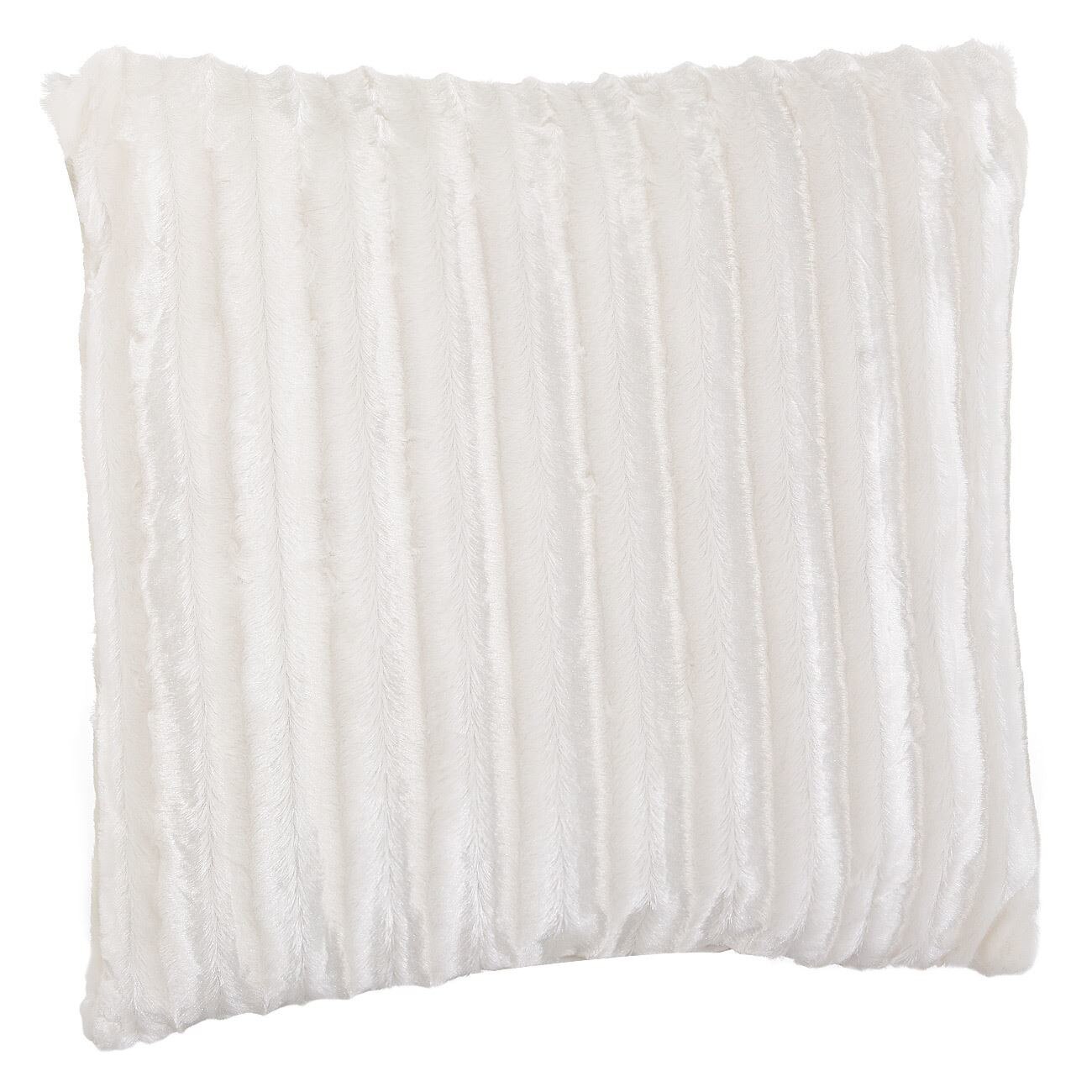 Perna decorativa S-Home, model cu dungi, patrata, alba, 60x60 cm