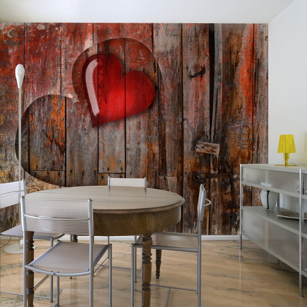 Fototapet vlies - Heart on wooden background - 350 x 270 cm