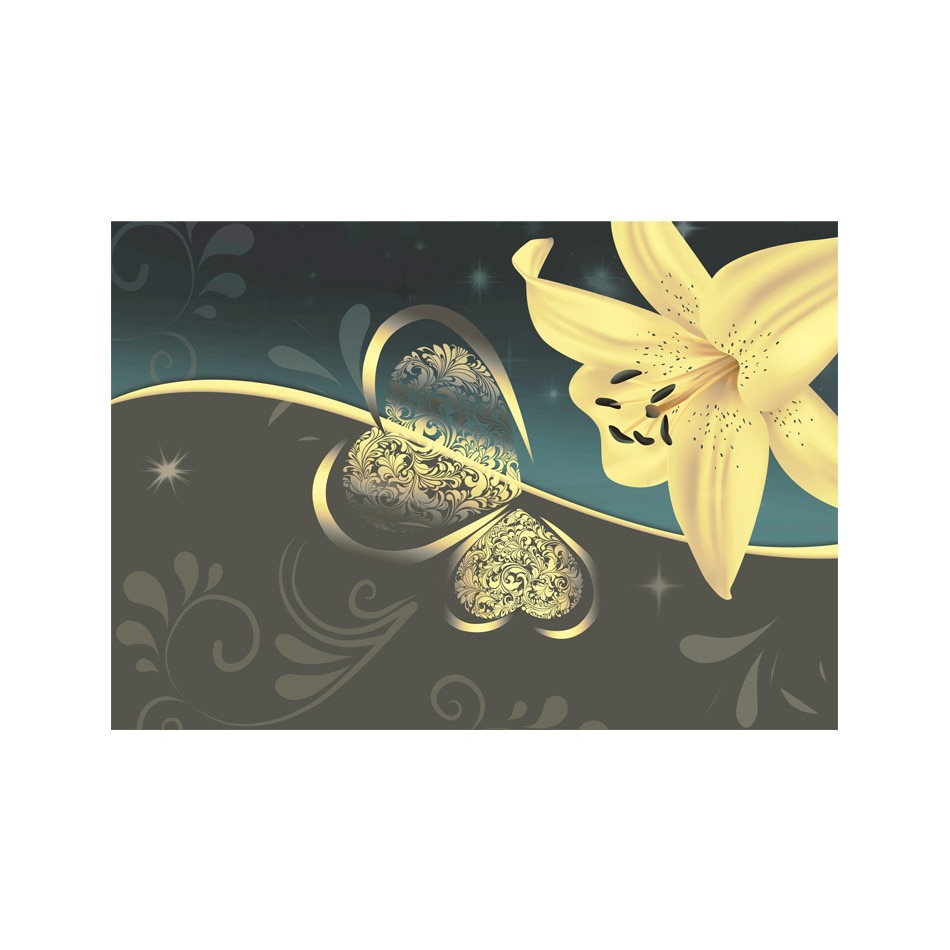 Fototapet vlies - Lily in nuante de gri - 350 x 245 cm