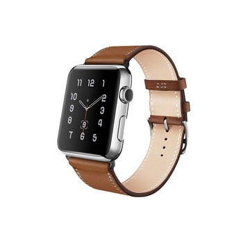Curea Apple Watch, Bratara din Piele Naturala, 44mm, Maro-Negru Curea Apple Watch, Bratara din Piele Naturala, 44mm, Maro-Negru
