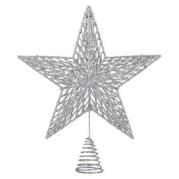 Varf Brad Craciun , Stea Argintie cu Sclipici Varf Brad Craciun , Stea Argintie cu Sclipici