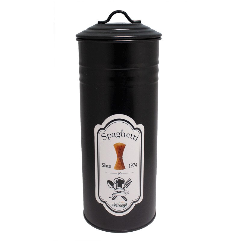 Cutie metalica cu capac depozitare paste FERONYA culoare neagra