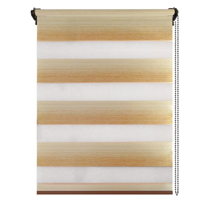 Jaluzea tip roleta zebra-rulou textil Day&Night, Elit T15, cote panza 68x200 cm, cote finale 72x200 cm, accesorii maro.
