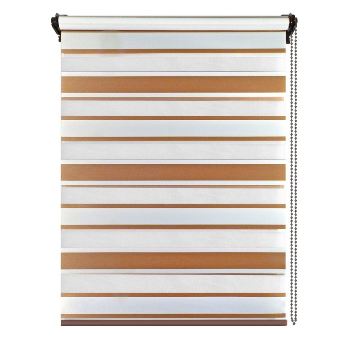 Jaluzea tip roleta zebra-rulou textil Day&Night, Elit P04, cote panza 51x120 cm, cote finale 55x120 cm, accesorii maro.