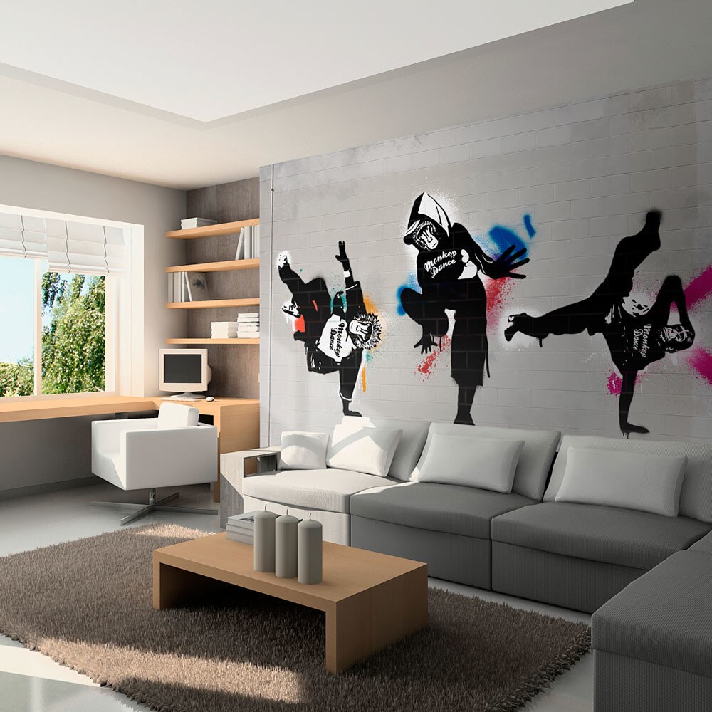 Fototapet vlies - Monkey dance - street art - 350 x 270 cm