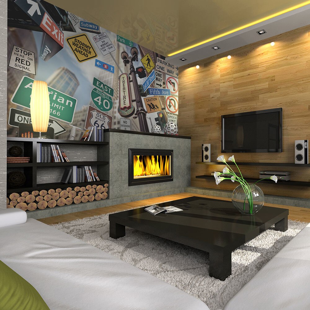 Fototapet vlies - NYC signs on a coloured background - 350 x 270 cm