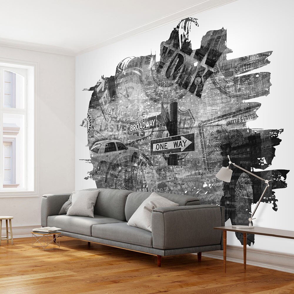 Fototapet vlies - Black-and-white New York collage - 350 x 270 cm