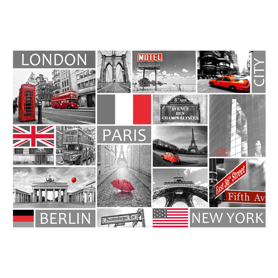 Fototapet vlies - Londra Paris Berlin New York - 350 x 245 cm