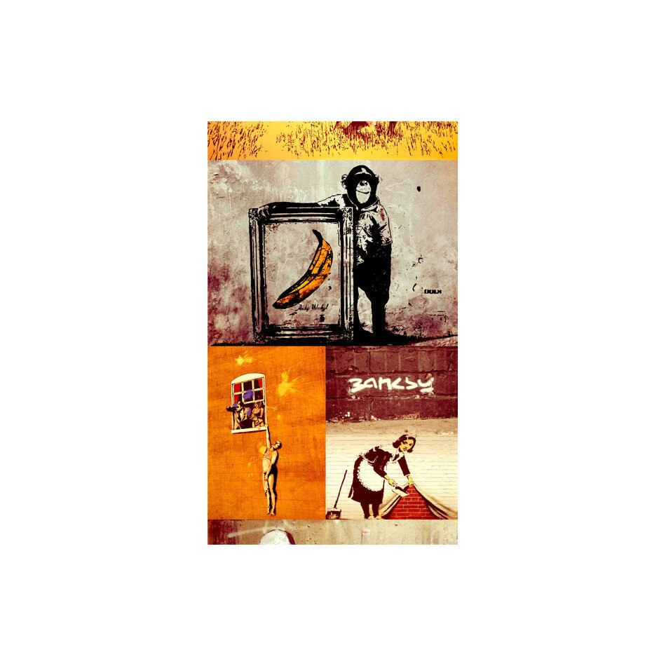 Fototapet vlies - Colaj Banksy - 50 x 1000 cm