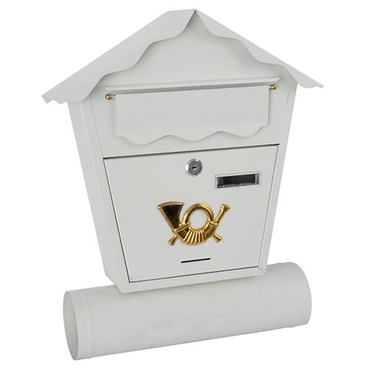 Пощенска кутия с поставка за вестник Strend Pro SK-252190, 45 x 37 x 10 см, Бял