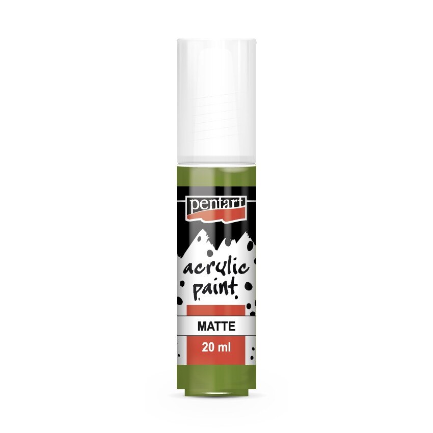 Vopsea acrilica mata pe baza de apa Pentart - masline verzi, 20 ml