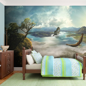 Fototapet vlies - The flight over the lake - 350 x 270 cm Fototapet vlies - The flight over the lake - 350 x 270 cm