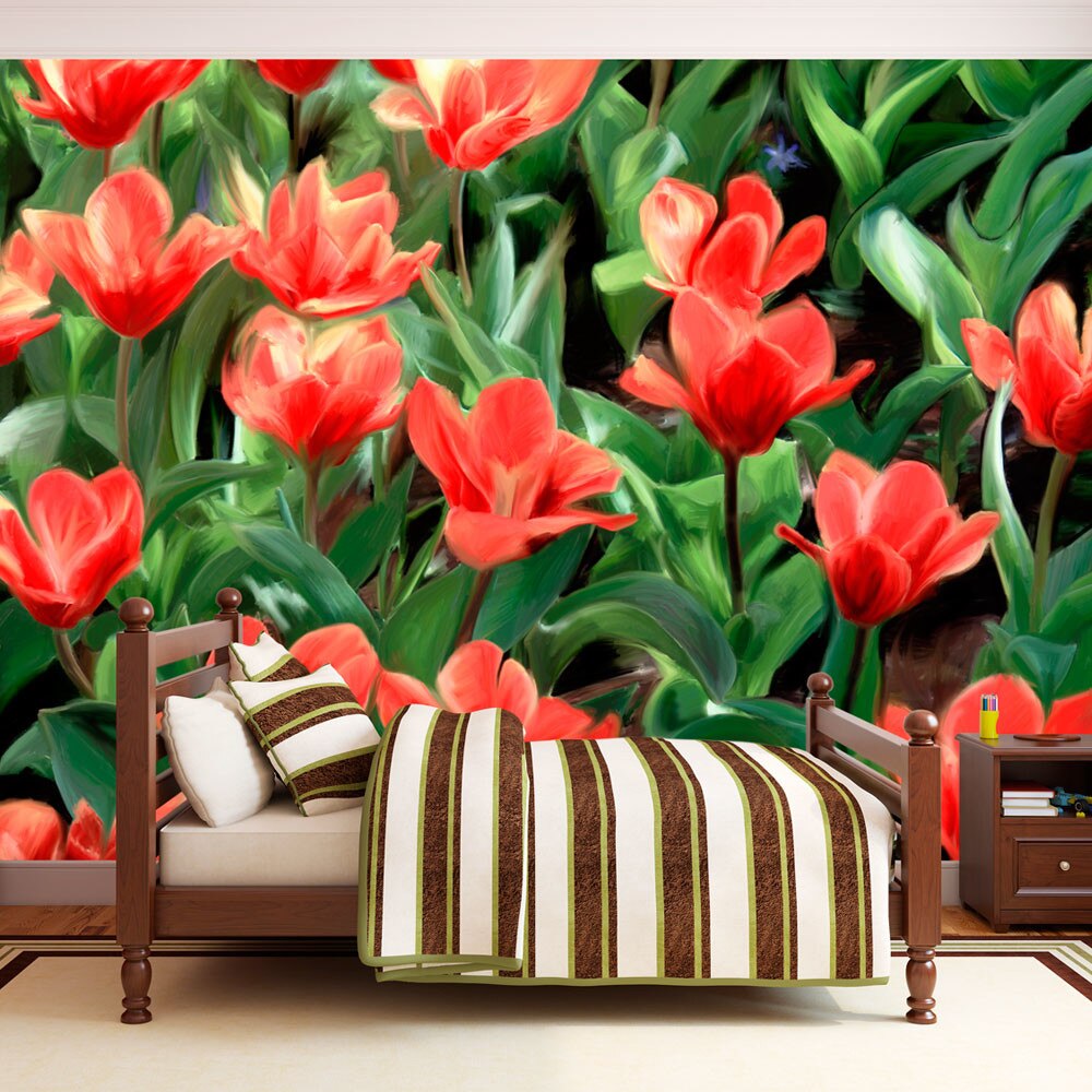 Fototapet vlies - Painted flowers - 350 x 270 cm
