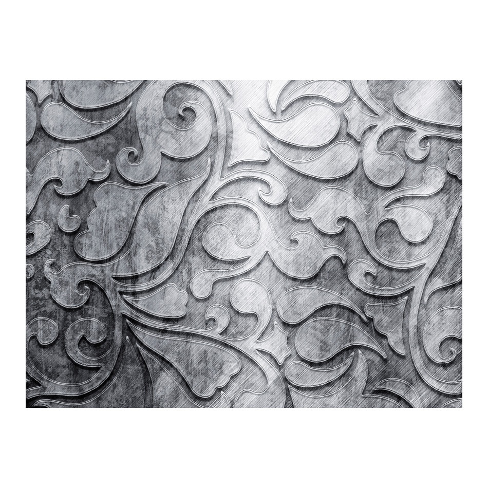 Fototapet vlies - Fundal de argint cu model floral - 350 x 270 cm
