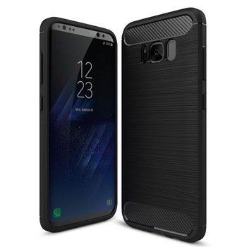 Husa Tpu Carbon Fibre Brushed Samsung Galaxy S8 - negru Husa Tpu Carbon Fibre Brushed Samsung Galaxy S8 - negru