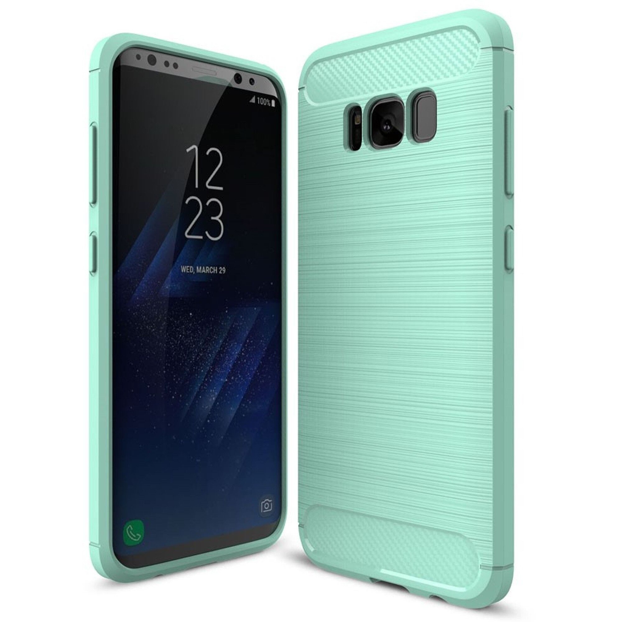 Husa Tpu Carbon Fibre Brushed Samsung Galaxy S8 - turcoaz