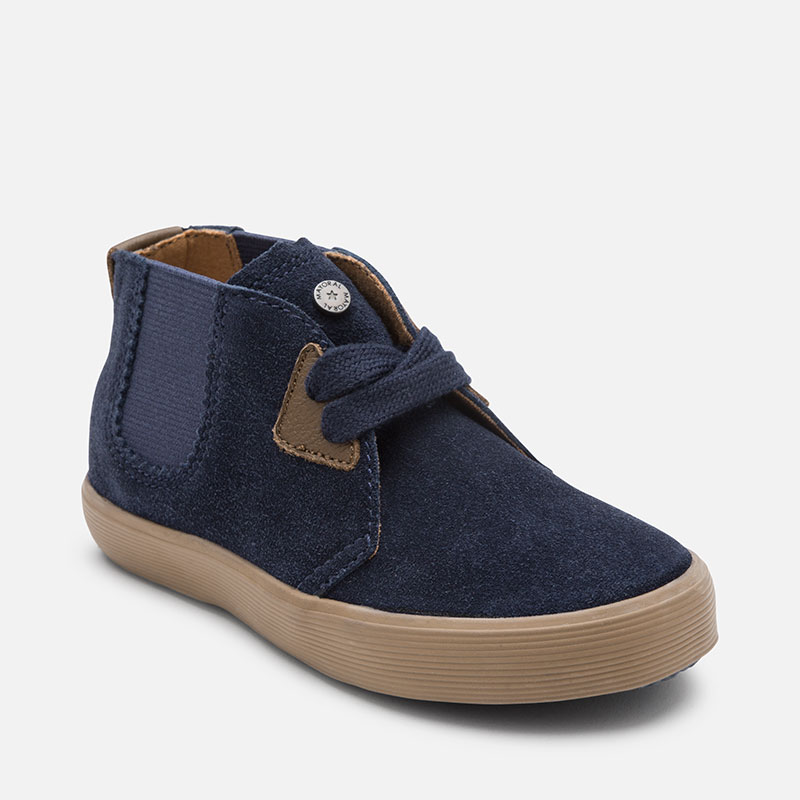 Ghete bleumarine din piele pentru baietei Mayoral 46775TI17BLM, Bluemarin, marimea 30