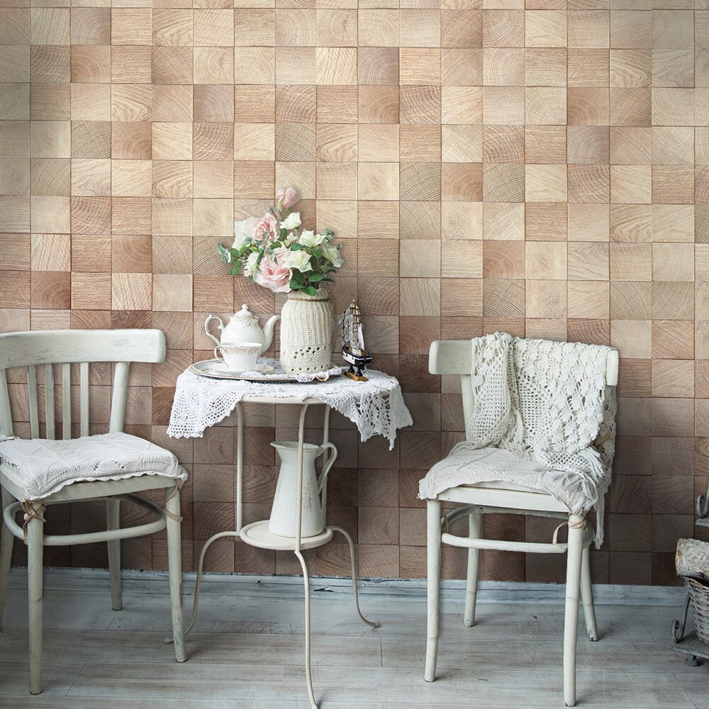 Fototapet vlies - Wooden geometry - 50 x 1000 cm
