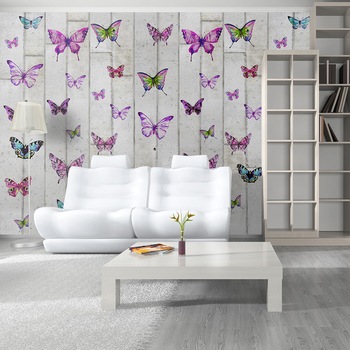 Fototapet vlies - Butterflies and Concrete - 50 x 1000 cm Fototapet vlies - Butterflies and Concrete - 50 x 1000 cm