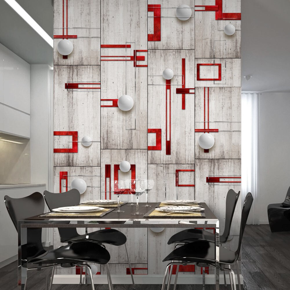 Fototapet vlies - Concrete, red frames and white knobs - 50 x 1000 cm