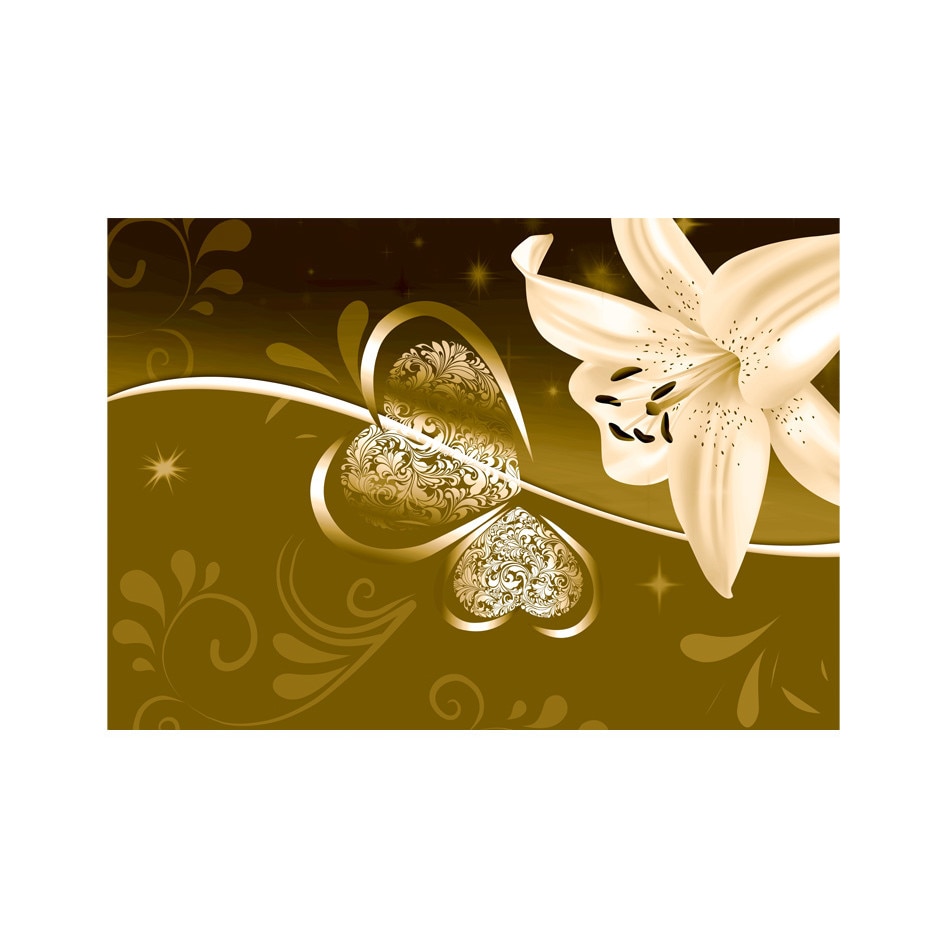 Fototapet vlies - Lily in nuante de verde - 350 x 245 cm