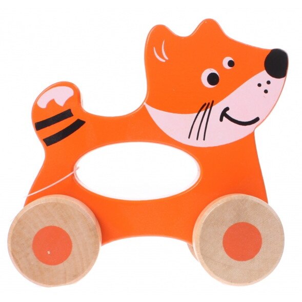 Jucarie de impins din lemn, Jouéco, Vulpe