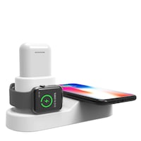 statie de incarcare universala qi fast wireless charger 4 in 1 usb qc20 pentru smartphone iphone x xs samsung airpods ceas apple ipad culoare alb imagen 9_0_
0