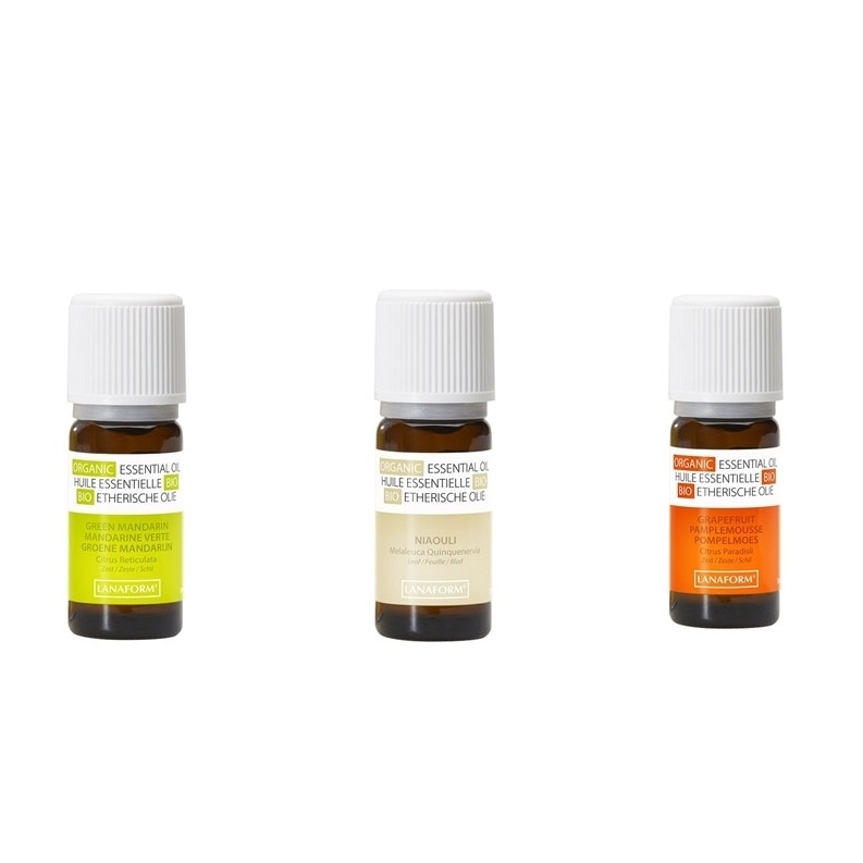 Set uleiuri esentiale organice 100%, mandarine, niaouli si grapefruit, 3 buc