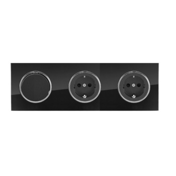 Rama tripla sticla intrerupator cap cruce+priza+priza Rama tripla sticla intrerupator cap cruce+priza+priza