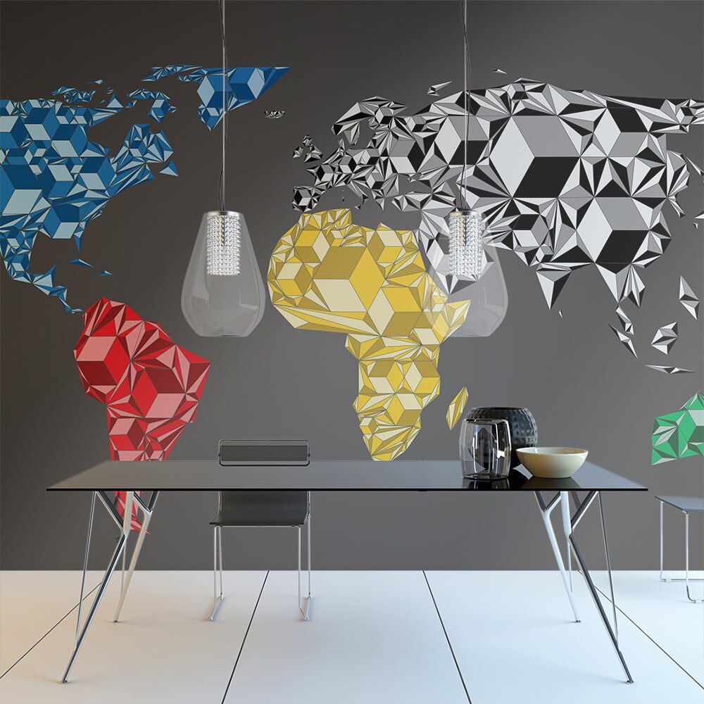 Fototapet vlies - Map of the World - colorful solids - 350 x 270 cm