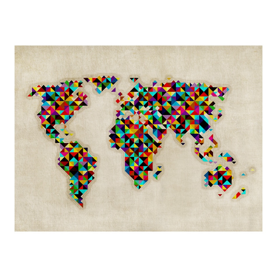 Fototapet vlies - Harta lumii un kaleidoscop de culori - 250 x 193 cm