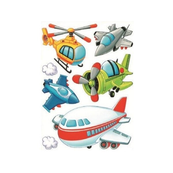 Ser 7 stickere perete, avioane si elicopter, 25.5 x 35 cm