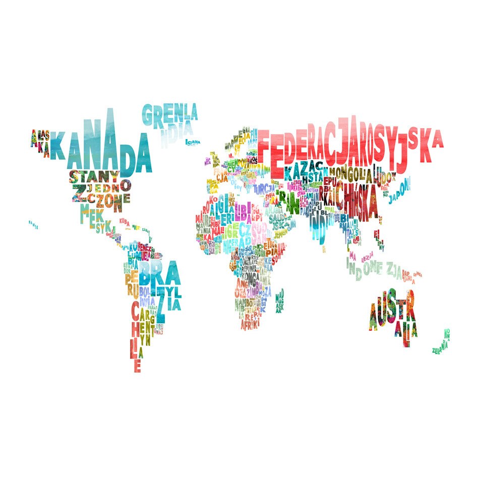 Fototapet vlies - Harta lumii in poloneza - 300 x 231 cm