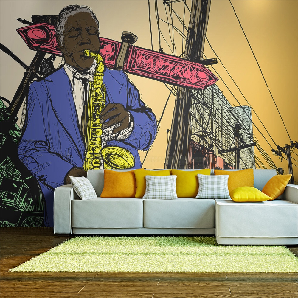 Fototapet vlies - Saxophonist in New York - 350 x 270 cm