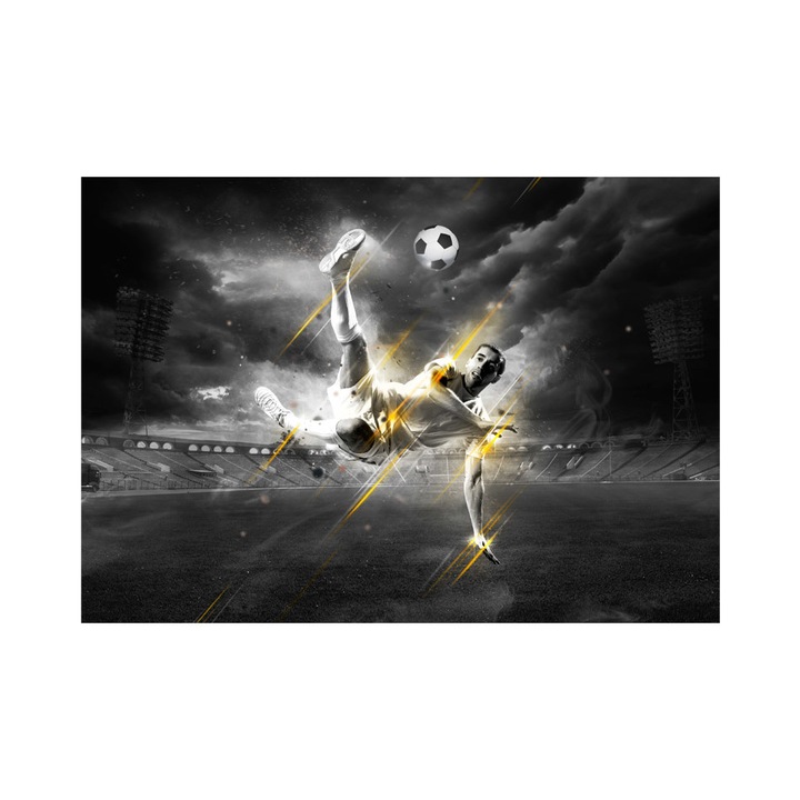 Tapet foto autoadeziv, Artgeist, Legenda fotbalului, 392x280cm,Galben/Gri