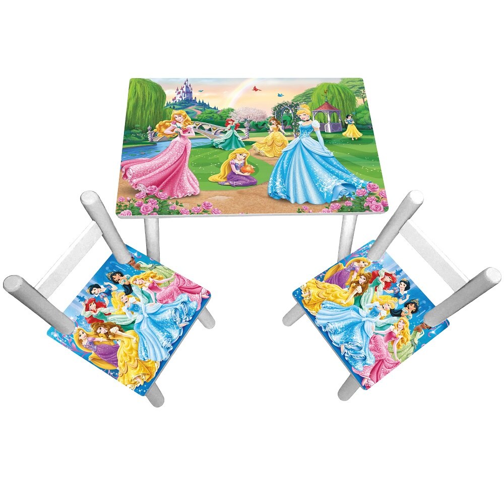 Masuta copii cu 2 scaunele Princess Garden, MDF si lemn