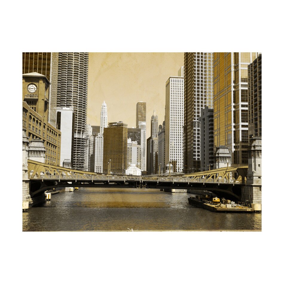 Fototapet vlies - Podul din Chicago efect de epoca - 200 x 154 cm