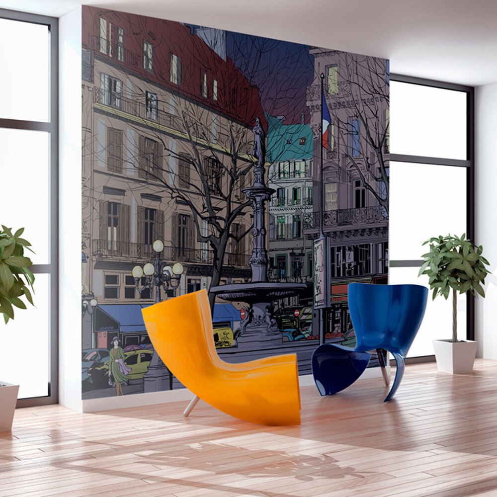 Fototapet vlies - Dusk over the Parisian square - 350 x 270 cm