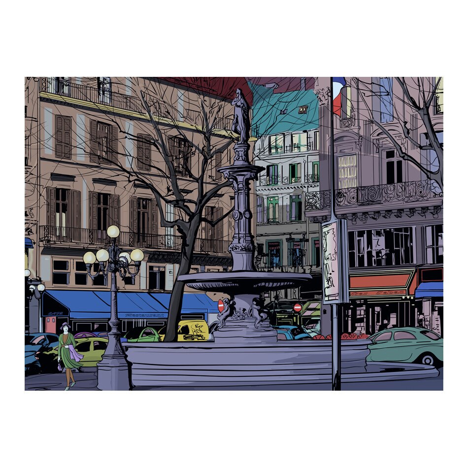 Fototapet vlies - Dusk peste piata pariziana - 200 x 154 cm