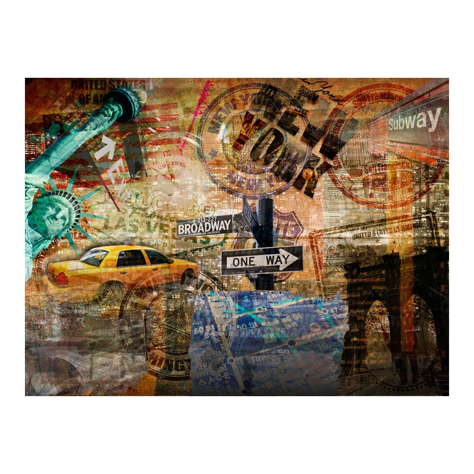 Fototapet vlies - New York: Statuia Libertatii Podul Brooklyn ... - 250 x 193 cm