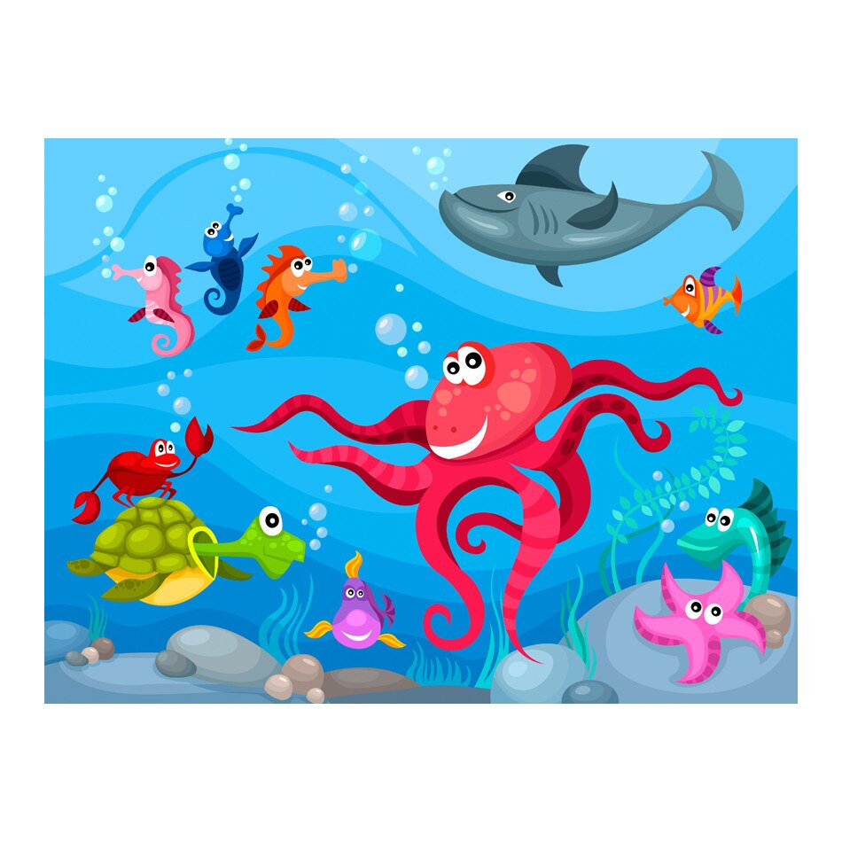 Fototapet vlies - Octopus si rechin - 400 x 309 cm