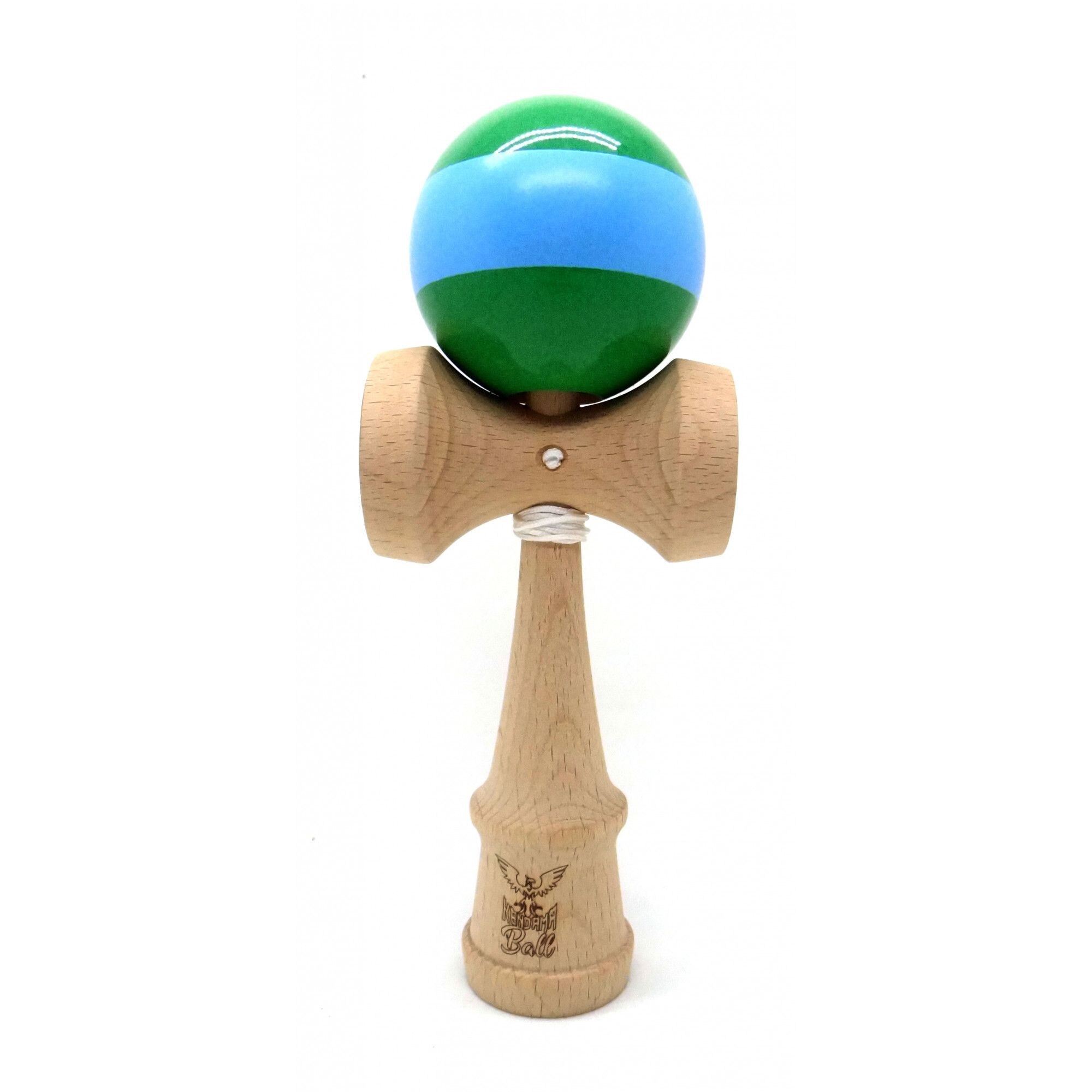 Kendama Ball Originala Stripe Bleu Lemn Fag Verde