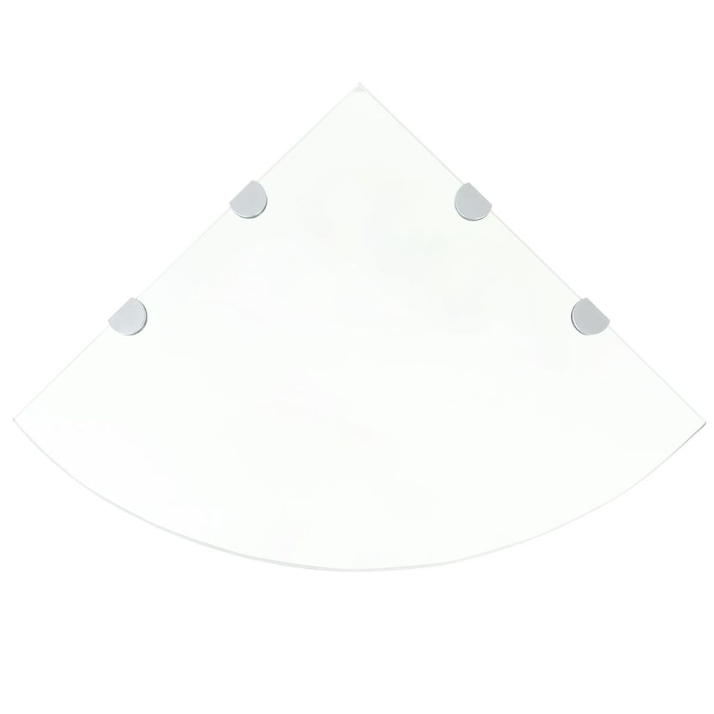 Raft de colt din sticla cu suporti de crom, vidaXL, Transparent, 45 x 45 cm
