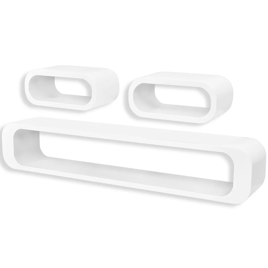 Set de 3 rafturi suspendate, vidaXL, MDF, Alb, 95 x 16 x 17,5 cm
